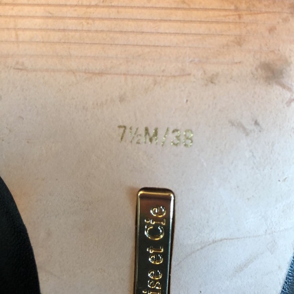 Louise et Cie black leather ankle boots back zip snap strap w logo 7.5 - Picture 8 of 11